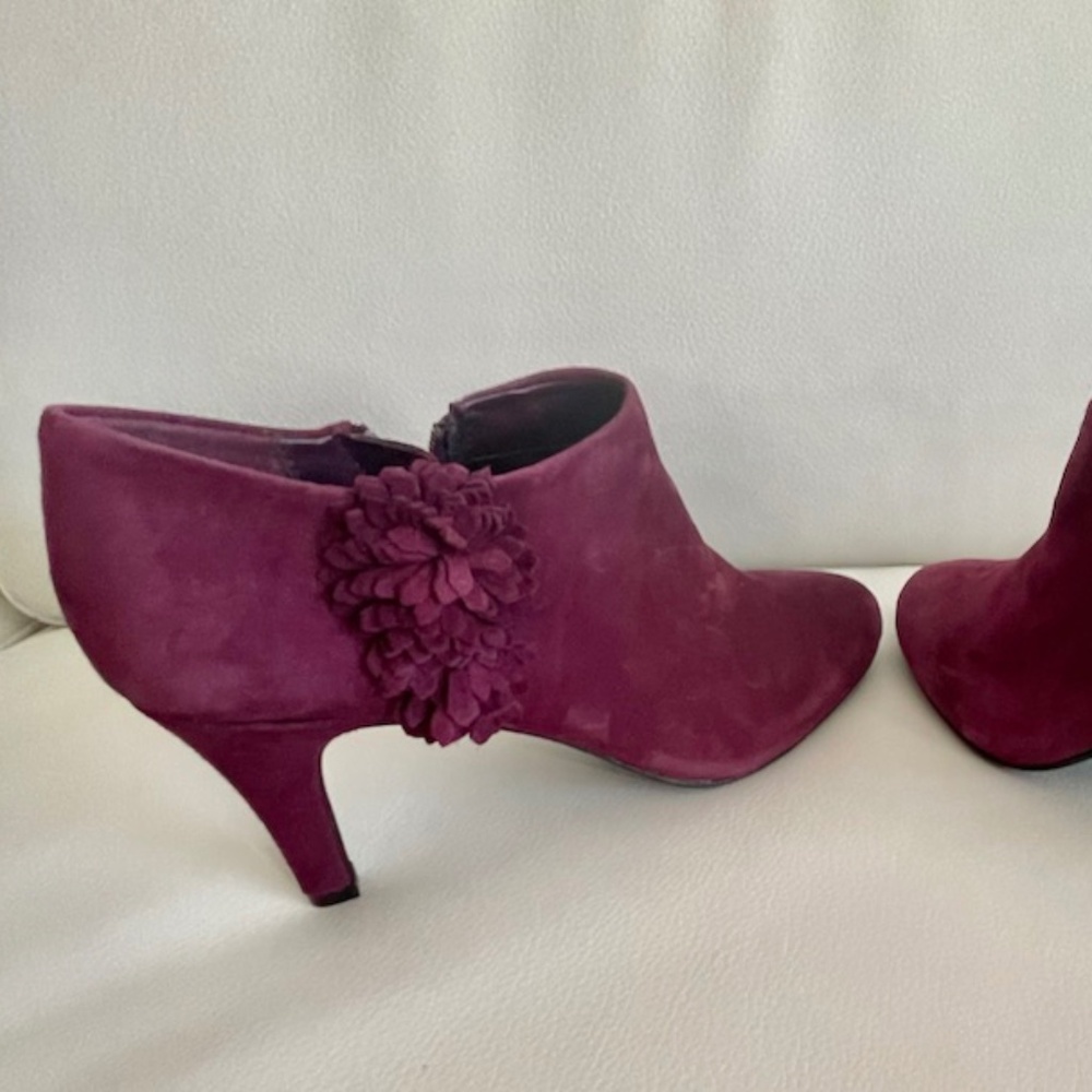 Arnold Churguns purple suede ankle boots